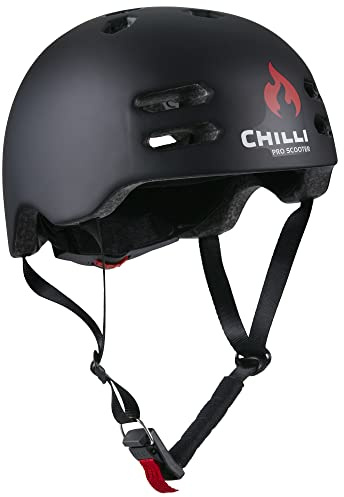 Chilli Pro | Bike/Scooter Helmet | Cycling Accessories | Adjustable Headwear | Boys & Girls | 53-55cm | Black