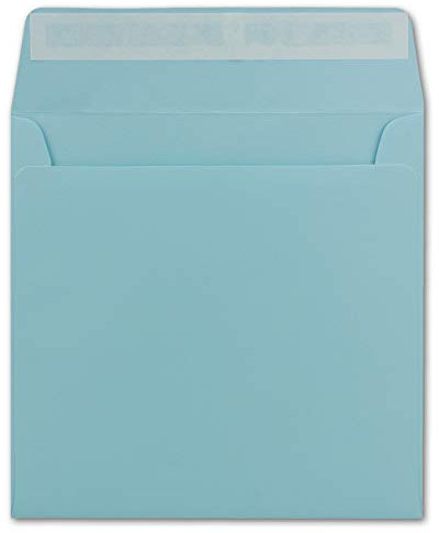 25 Quadratische Brief-Umschläge Hell-Blau - 15,5 x 15,5 cm - 120 g/m² Haftklebung stabile Kuverts ohne Fenster - von Ihrem Glüxx-Agent