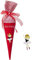 Geschwistertüte aus Stoff 35 cm Ballerina blond mit Name bestickt Schultüte Mädchen rosa lila rot pink blau türkis flieder, Farbe:rot