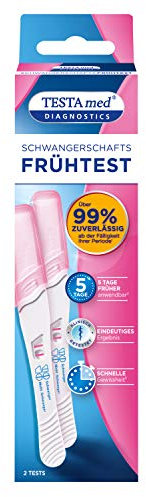 TESTAmed Diagnostics Schwangerschaftsfrühtest, Vorteilspack mit 2 Stück, der Schwangerschaftstest liefert ein sicheres Testergebnis von über 99%