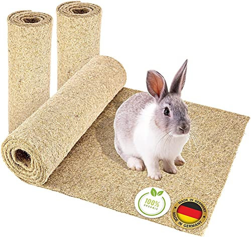 Nagerteppich aus 100% Hanf, 50 x 70cm, 5mm dick, Hanfteppich für alle Kleintiere, Hanfmatte Nagermatte Nager-Teppich Bodenabdeckung (4 Stück)