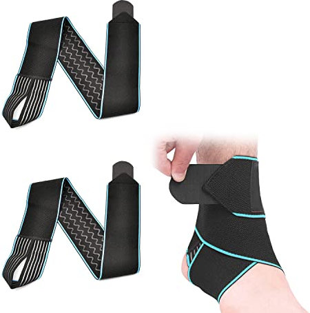 2 fasce elastiche blu per i piedi traspiranti per la caviglia sportiva da basket, supporto per caviglia regolabile per proteggere la caviglia da distorsioni, adatto per uomini e donne.
