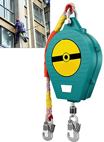 Dispositivo Anticaduta Retrattile 3/5/7/10/15/20m, Imbragatura di Sicurezza Anticaduta con Corda di Sicurezza Ignifuga, Dispositivi di Protezione Personale per la Sicurezza Sul Lavoro15m