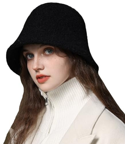 ITODA Fischerhut Winter Damen Glockenhut Pelzig Fischermütze Warm Flauschig Wintermütze Mädchen Weich Freizeithut Mode Bucket Hut Kunstfell Anglerhut Winddicht Mütze Outdoor Freizeit Geschenk