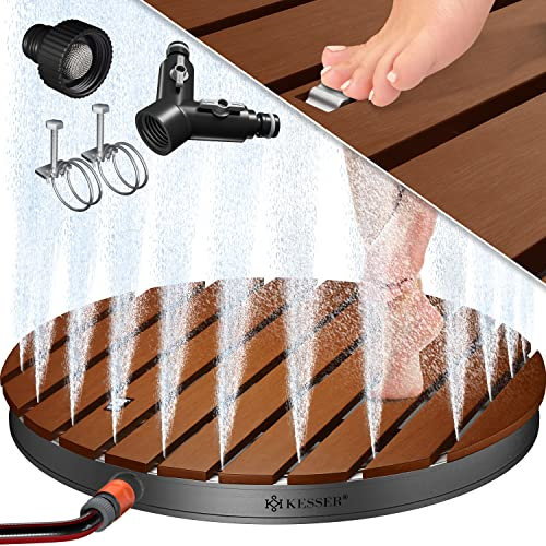 KESSER® Douche de Jardin | Douche de Sol | Douche extérieure | Douche de Sauna | Douche de Camping Ø 70 cm | Forme rectangulaire | Hauteur de Fontaine réglable jusqu'à 4 m avec Commande à pédale