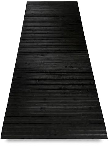 Tex family Woody Bambus-Teppich, rutschfest, vielseitig einsetzbar, Küche, Bad, Eingangsbereich (50 x 180 cm, Schwarz