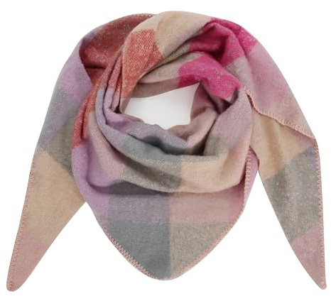 Gloop Sciarpa da donna XXL a maglia, triangolare, morbida, senza graffi sulla pelle, 200 x 140 cm, Beige/Rosa, Taglia unica