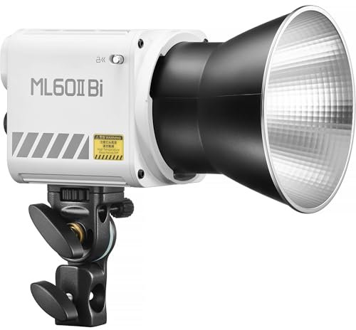 GODOX ML60II Bi 70W Luz de Video Luz de fotografía Bicolor Luz de Estudio Lámpara COB 2800K-6500K Regulable CRI≥96 con Soporte GODOX COB Bead 11 Efectos de iluminación Sistema inalámbrico 2.4G