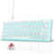 Snpurdiri Portable 60% Mechanical Gaming Keyboard, Ice Blue LED Backlit 61 Keys Mini Wired Office Keyboard for Windows Laptop PC Mac (White,Red Switches)