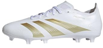 adidas Predator League - Scarpe da Calcio Firm Ground, Unisex, per Bambini, Ftwwht/Oro/SABEMT, 44 2/3 EU