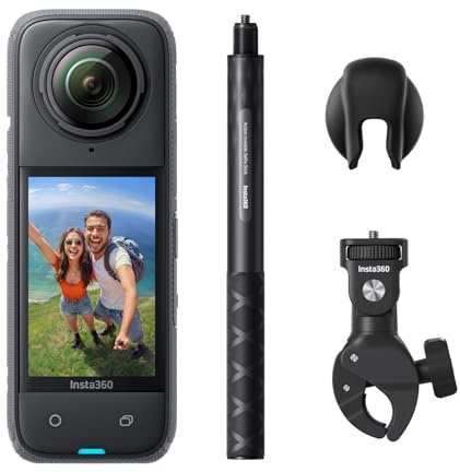 Insta360 X4 Motorrad-Bundle – wasserdichte 8K 360°-Action-Cam, 4K Weitwinkelvideos, Unsichtbarer Selfie-Stick Effekt, 135 min Akkulaufzeit, KI-Bearbeitung, Stabilisierung, Ohne microSD Karte