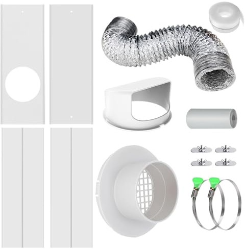 Sfiato Asciugatrice - Kit Condotto Finestra, Kit Ventilazione Asciugatrice Interna | Kit Finestra Di Ventilazione Asciugatrice, Tubo Di Scarico In Foglio Di Alluminio, Tubo Di Condotto,