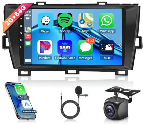 2G 64G Android Car Stereo for Toyota PRIUS 2010-2015 with Wireless Carplay Android Auto, Rimoody 9 Inch Touch Screen Car Radio with GPS Navigation Bluetooth FM RDS WiFi Backup Camera