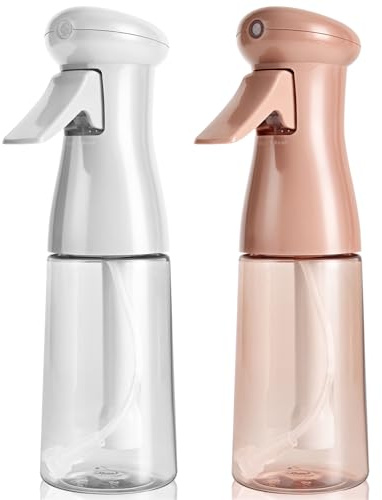 Sprayflaska för hår, kontinuerlig Mister tomma sprayflaskor, ultrafin vattenspruta för hårstyling, rengöring, växter, barberare, salonger, dofter av eteriska oljor – 2-pack 192 g, vit och terrakotta