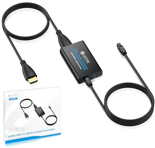 eSynic eARC ARC Audio Extractor Professionale con Cavo HDMI e Fibra Ottica, 192KHz Convertitore Audio da eARC/ARC HDMI a Ottico per HDTV a Soundbar Cuffie Wireless Home Theater, Supporta 5.1ch e 2.0ch