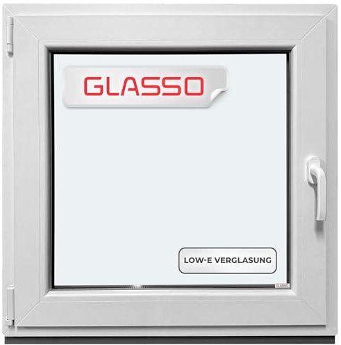 Kellerfenster 50x50 cm 2 fach Verglasung - Alle Größen Kunststofffenster 60mm Profil -Din Links- BxH: 500x500mm Perfekt für Fenster Gartenhaus, Garagenfenster, Hauskeller mit Dreh-Kipp System