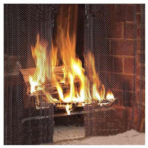 TUPOSTAR Pare-éTincelles, Lot De 2 Pare-éTincelles pour CheminéE, Rideaux De Remplacement à Suspendre, ChaîNe Pare-éTincelles avec 2 Tirettes, pour CheminéE Domestique,A,24 * 19in