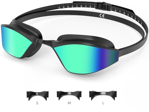 Findway Racing Swimming Goggles,Anti-Fog,Leakproof,Replaceable Nose Bridge,Goggles Suitable for Swimming Practice Training Competition Leisure for Men and Women