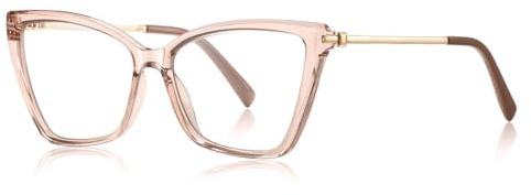 Cat Eye Occhiali Luce Blu Blocco Metallo TR90 Occhiali Montatura per Donne Moda, rosa con trasparente