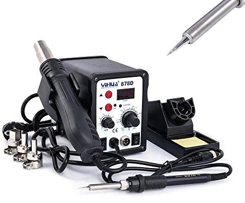 YiHUA 878D Heißluft-Reworkstation 650W mit Lötkolben 50W Löt-, Entlötstation