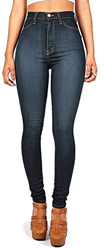 Anikigu Vaqueros Mujer Push Up Tejanos Mujer Cintura Alta Pantalones Pitillos Elasticos Jean de Mujer, Negro