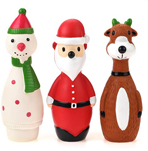 Chiwava 3 Paquets 5.7 Pouce Jouet de Noël à couinement en Latex pour Les Petits Chiens Jeu interactif à mâcher Jeu Aller Chercher