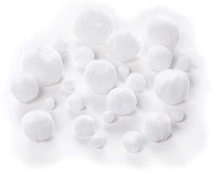 folia 50100 - Pompons, 100 Stück in weiß, sortiert in verschiedenen Größen (10 - 50 mm), flauschig weich, für vielseitige Bastelarbeiten