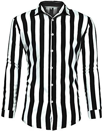 Camicie Uomo,Elegante Semplice Risvolto Strisce Verticali Bottoni Sciolti Manica Lunga Camicia A Tre Colori Da Uomo Nero Bianco Top Moda Formale Business Casual Dress For Work Tempo Libero Incontri D