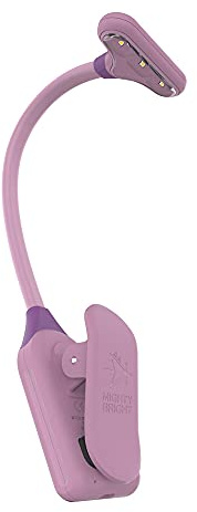 Mighty Bright The Original NuFlex Book Light, Battery-Powered, Warm Eye Care LEDs, Flexible, Durable, Dimmable, Clip-On Reading Light, Read in Bed, Use Batteries or Micro USB (Lavender)