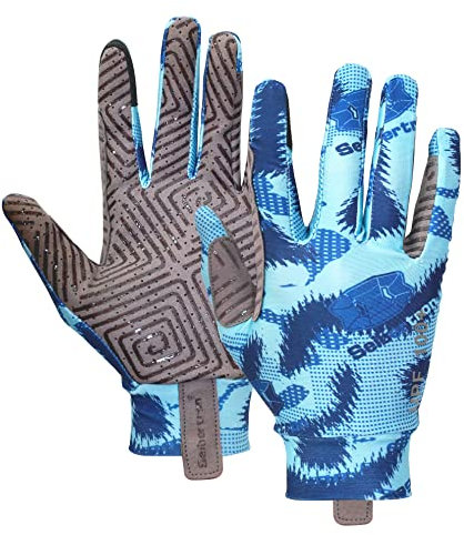 Seibertron S.P.S.G-4 UPF100+ Sonnenschutzhandschuhe Atmungsaktiv Pferde-Reiten Touchscreen Handschuhe Verstärkte Daumen Finger für Herren Frauen Jungen Mädchen Reitsport Reithandschuhe Youth Blue S