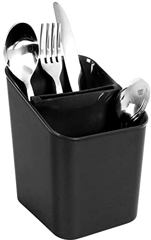 Vilde Abtropfständer Besteck-Organizer Abtropfkorb für Besteck Küchenutensilien schwarz 14x11x16 cm