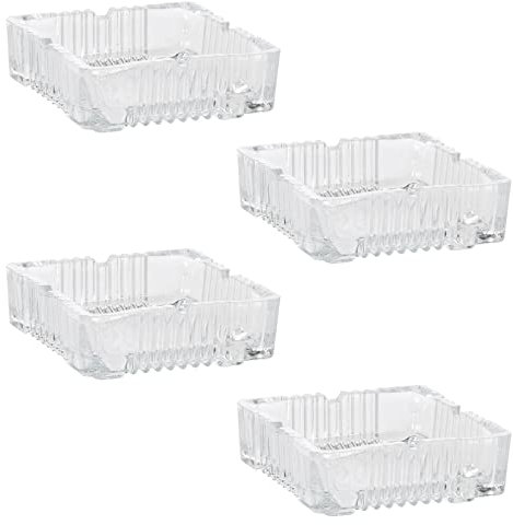 4x Glas Aschenbecher eckig 10 x 10 cm Tisch Ascher Glasaschenbecher Tischaschenbecher