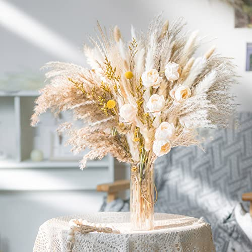 80 Stück Pampasgras Deko Rein Natürliche Zum Basteln Trockenblumen Strauss vase für pampasgras,Ideal for Boho Wohnzimmer