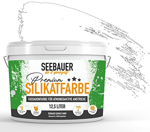 SEEBAUER diy® | Premium-Silikatfarbe Weiß für Außen | Mineralfarbe Fassadenfarbe | Gute Deckkraft und Wetterbeständigkeit (300 ml, No. 000 Weiß)