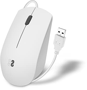 SUBBLIM Ratón Business Silencioso con Cable USB 1200 dpi Blanco Todoterreno Silent Click Ratón Ergonómico con Cable Sencillez Y Minimalismo