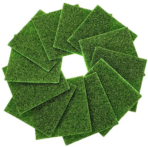 GANAZONO 12 Stücke Kunstrasenteppich Outdoor Kunstrasen Rasenteppich für Balkon und Garten Kunstrasen Grün Wasserdurchlässig Kunstrasen für Terrasse