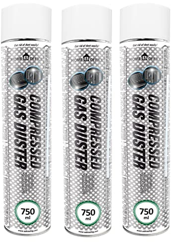 AABCOOLING Home&Office Compressed Gas Duster-tryckluft för rengöring av dator, tangentbord och annan kontorsutrustning, rengöring av bärbara datorer, PC-rengöringssats, aerosoldammare, K4, 3x750ml