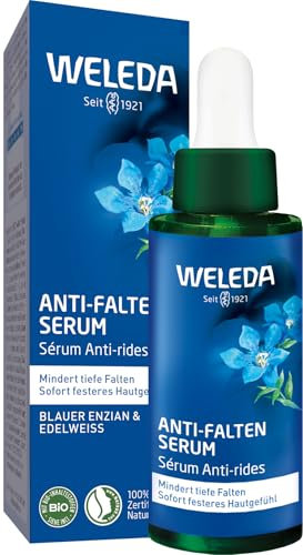 WELEDA Bio Anti Falten Serum Blauer Enzian & Edelweiß - Naturkosmetik Natural Anti Aging Gesichtsserum/Gesicht Pflegekonzentrat reduziert tiefe Falten nach 2 Wochen & strafft die Haut (vegan, 30ml)
