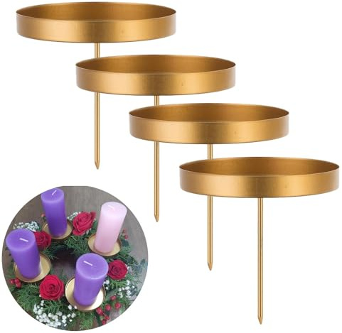4er Kerzenhalter Adventskranz Metall,8cm, Kerzenständer Gold, Candle Holder Für Adventskerzen, Adventskranz Deko Kerzenteller