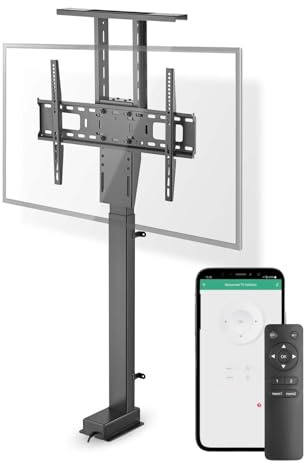 Porta TV motorizzato - 37-80 - Peso massimo supportato dello schermo: 60 kg - Design incorporato - Gamma di sollevamento: 68-158 cm - Controllato da remoto - ABS/Acciaio - Nero