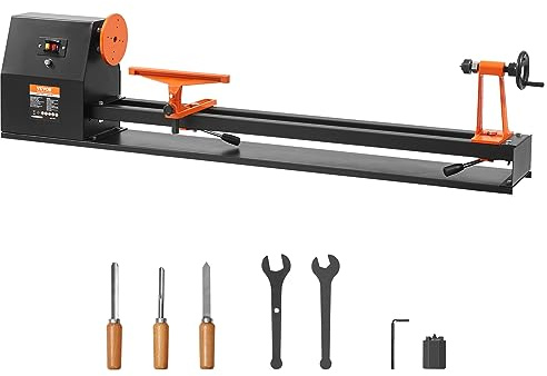VEVOR Wood Lathe, 14 in x 40 in, 4 Speed Adjustable 885/1245/1715/2425 RPM 0.5 HP 370W Power Wood Turning Lathe Machine with Chisels Faceplate Plastic Handle Hex Wrench for Woodworking