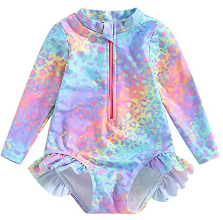 Kids Toddler Baby Girl Mermaid Swimming Costume (Blue Pink, 5-6 Years)
