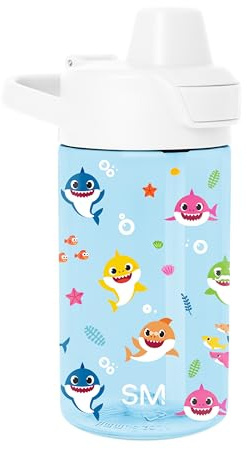 Simple Modern Baby Shark Kids Tritan Plastic Summit Water Bottle | 12 oz BPA-Free Cup with Covered Leak Proof Straw Lid for Boys, Girls, Toddlers | Friends