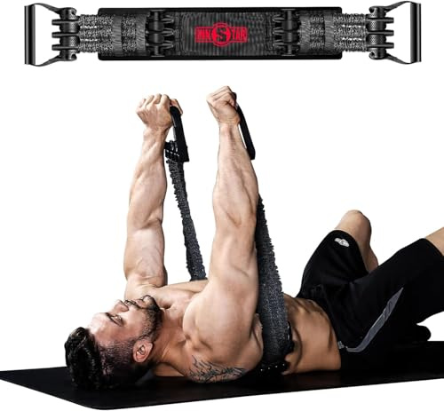 INNSTAR Bande di resistenza per Addestramento di Petto e Braccio Muscolo, Panca Palestra Portatile, Fascia per Esercizi per Stretching del Corpo, Bench Press, Allenamento della Resistenza(Nero-90KG)