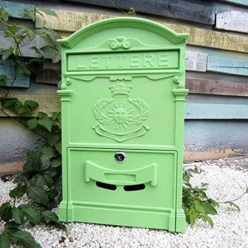 Wall Mounted Post Box Wall Mount Lockable Mailbox Security Lockbox, Vintage Mailbox Aluminum Outdoor Wall Mounted Mail Box Post with Waterproof Cover Secure Parcel Box Drop Box Mailboxes