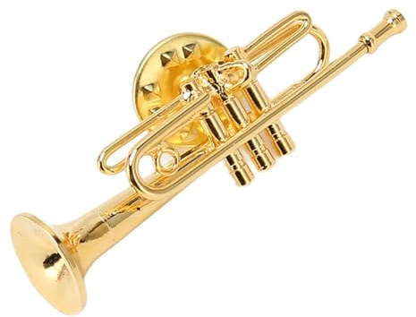 Broche de Saxophone, 4.3cm Broche Miniature Trompette Revers en Laiton Doré, Broches Instrument de Musique avec Boîte de Rangement Doublée de Velours Rouge