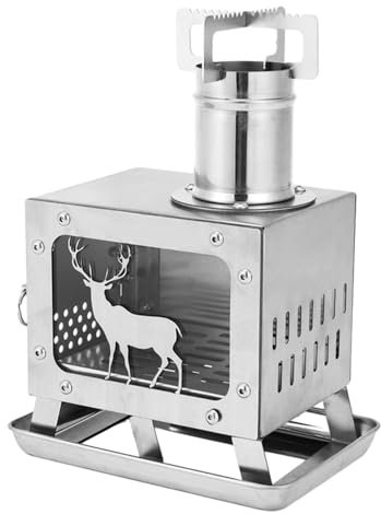 Zeltofen – -Zeltkamin, tragbarer Holzofen mit Kaminrohr | Zeltofen, Holzofen, Camping-Holzofen, tragbar für Picknick, Grillen, Campen, Wandern, Zeltkamin