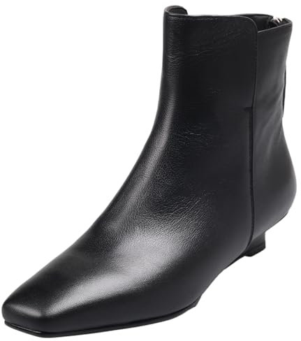 CHICMARK Botines minimalistas de piel de cordero con tacón de gatito, Negro , 38 EU