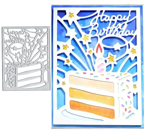 Birthday Cake Frame Metal Die Cuts Dies Stencil, Birthday Cake Cutting Dies Cut Stencils DIY Scrapbooking Cards Photo Album Craft Decorative Embossing Paper Dies for Album Card Scrapbooking Making