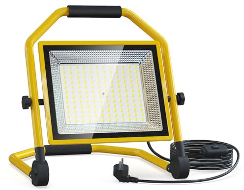 AffyBulb LED Foco de Construcción con 16500 Lumen, Cable 16FT, 6500k, Impermeable, Soporte Ajustable Ideal para Talleres Interiores y Exteriores, Garajes y obras de Construcción (150W)